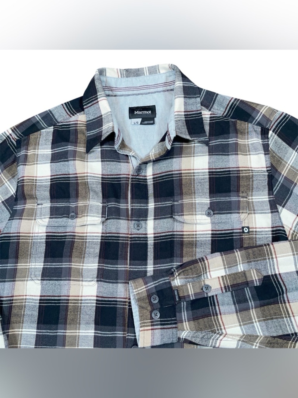 Marmot Plaid Button Up Shirt Men’s Large Flannel Outdoor Casual